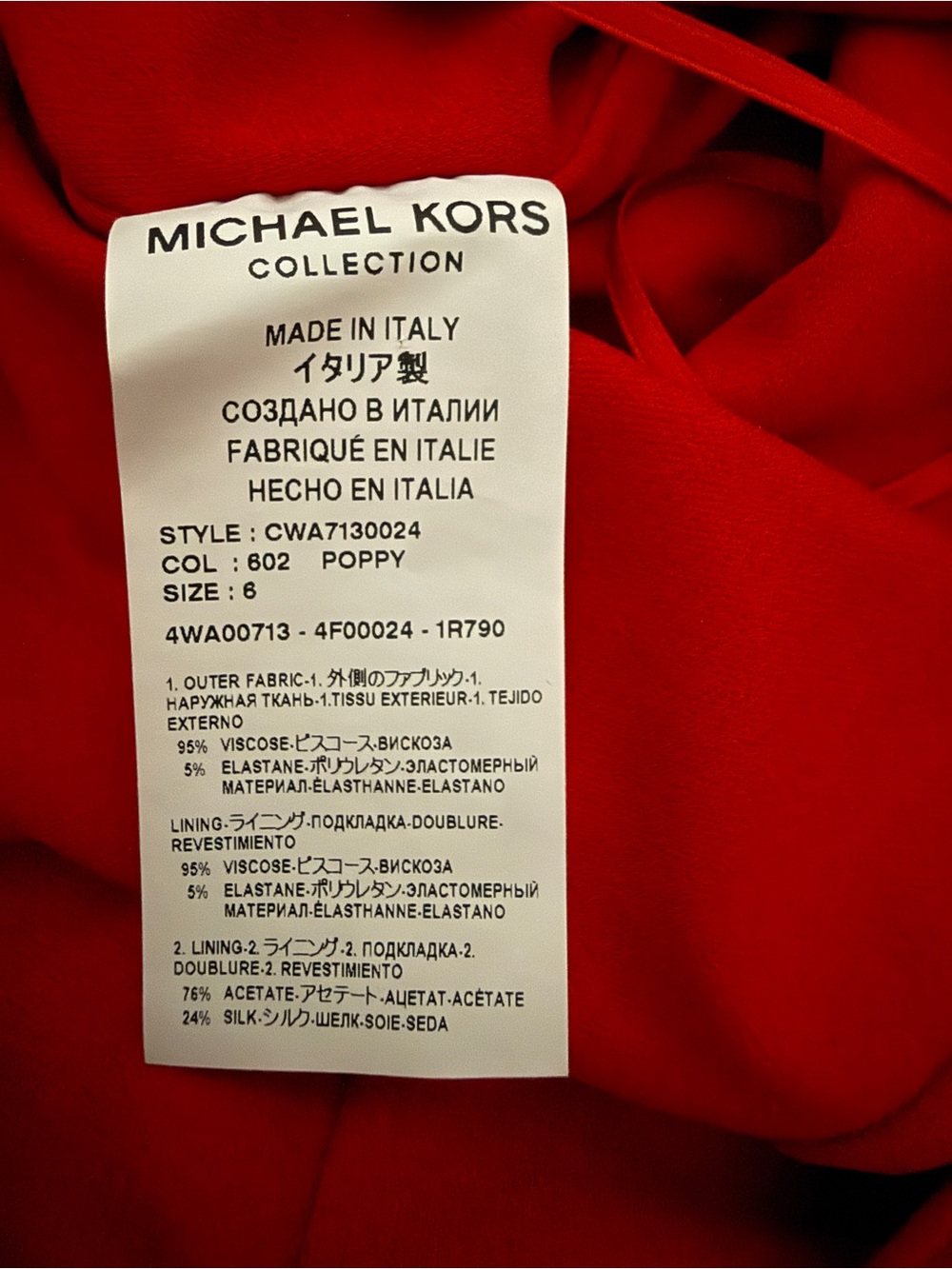 Michael Kors Collection Stretch Matte Jersey Racerback Bodysuit Italy Poppy 6 - Picture 9 of 10
